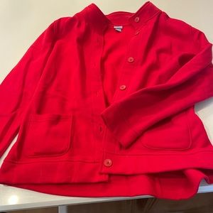 Red cardigan